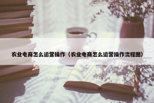 农业电商怎么运营操作（农业电商怎么运营操作流程图）