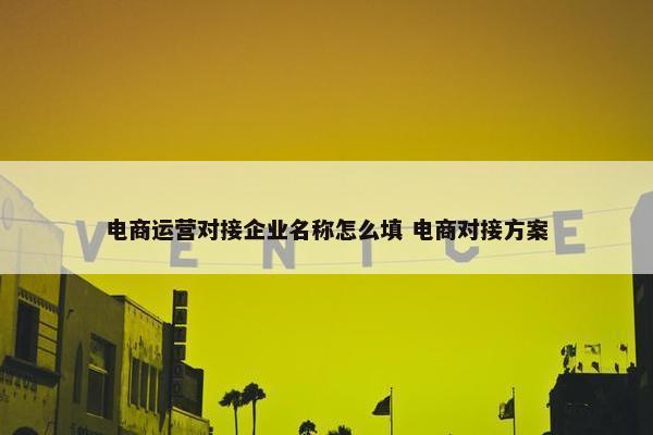 电商运营对接企业名称怎么填 电商对接方案