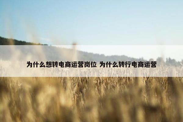 为什么想转电商运营岗位 为什么转行电商运营