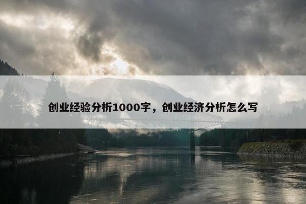 创业经验分析1000字，创业经济分析怎么写