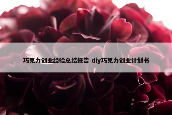 巧克力创业经验总结报告 diy巧克力创业计划书