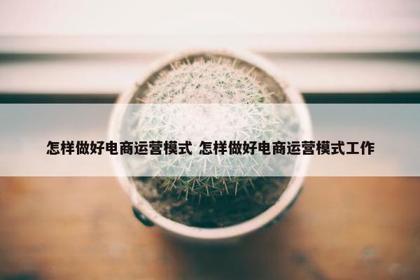 怎样做好电商运营模式 怎样做好电商运营模式工作