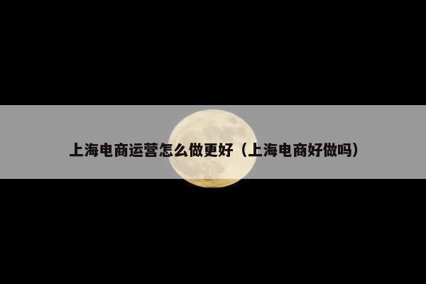 上海电商运营怎么做更好（上海电商好做吗）