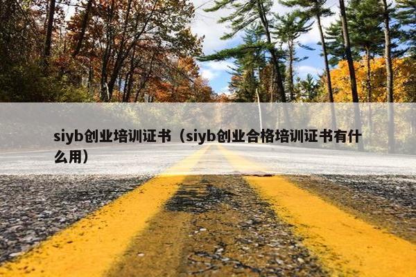 siyb创业培训证书（siyb创业合格培训证书有什么用）