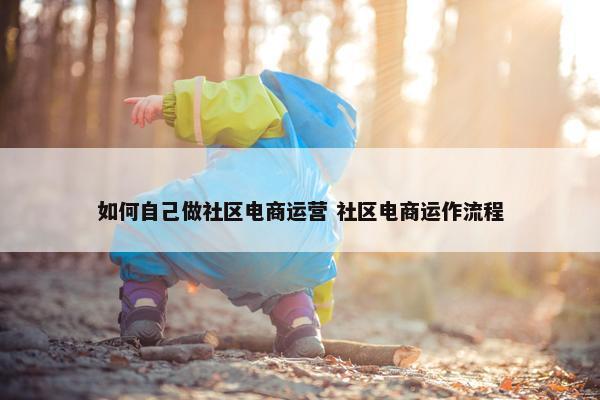 如何自己做社区电商运营 社区电商运作流程