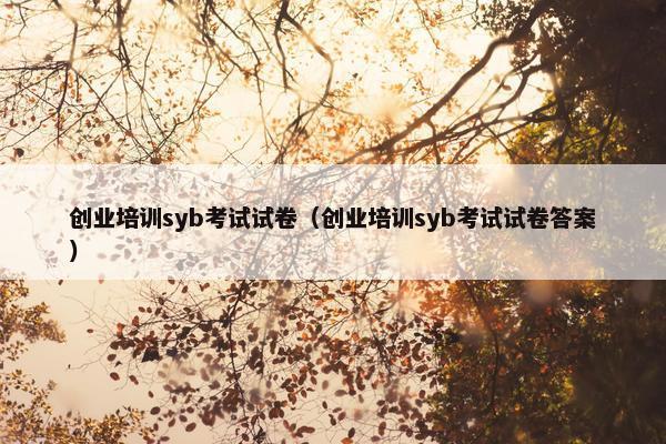 创业培训syb考试试卷（创业培训syb考试试卷答案）