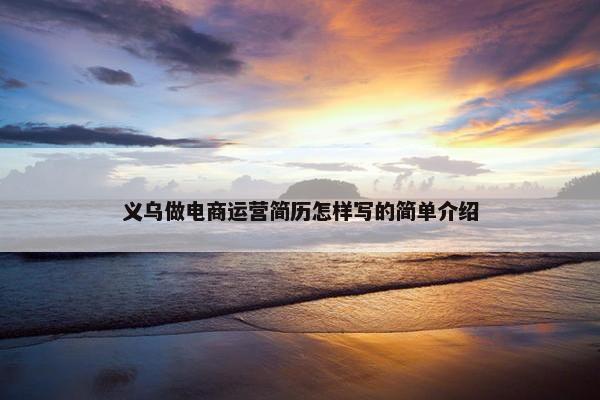 义乌做电商运营简历怎样写的简单介绍