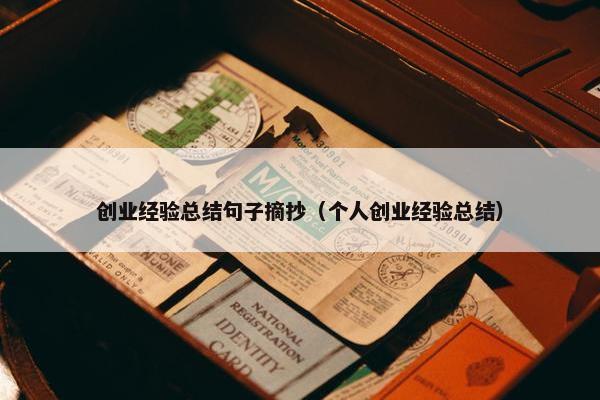 创业经验总结句子摘抄（个人创业经验总结）