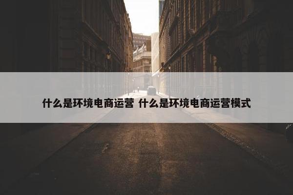 什么是环境电商运营 什么是环境电商运营模式