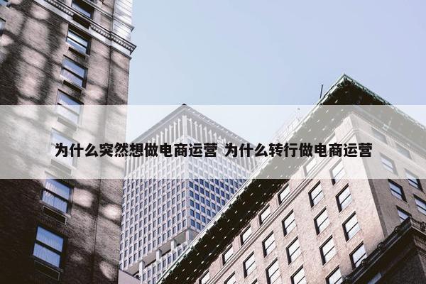 为什么突然想做电商运营 为什么转行做电商运营