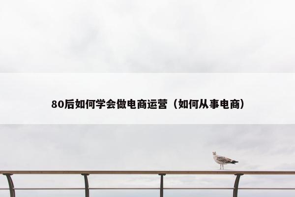 80后如何学会做电商运营（如何从事电商）