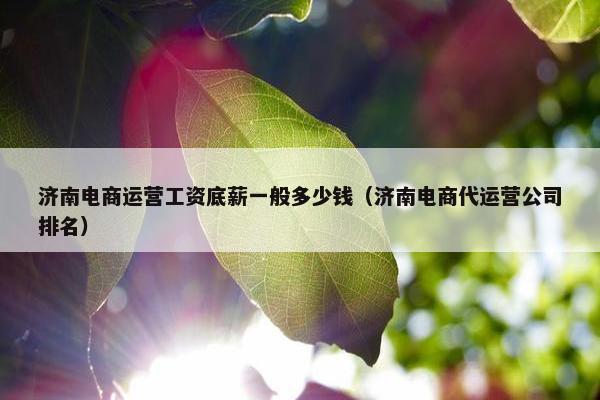 济南电商运营工资底薪一般多少钱（济南电商代运营公司排名）