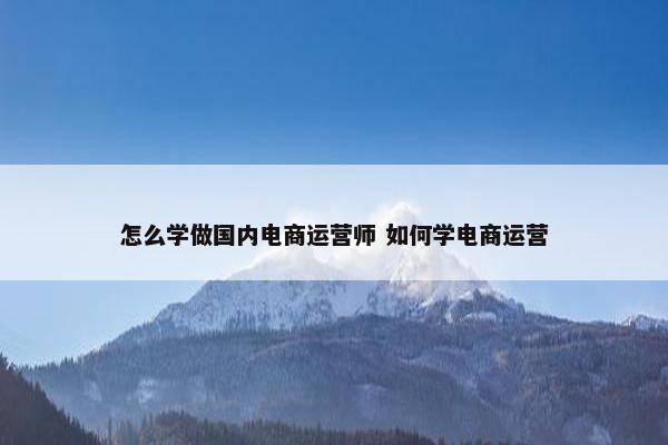 怎么学做国内电商运营师 如何学电商运营