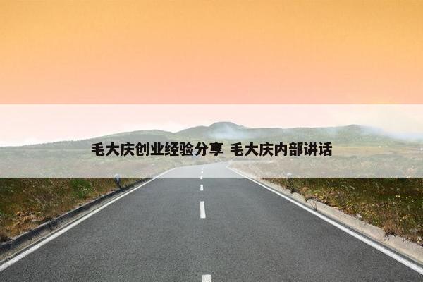 毛大庆创业经验分享 毛大庆内部讲话