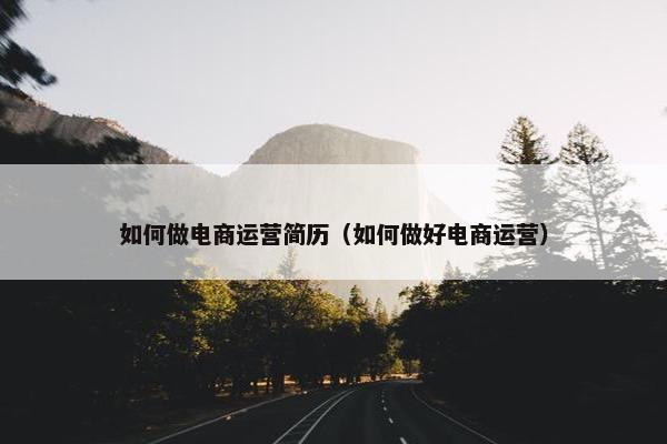 如何做电商运营简历（如何做好电商运营）