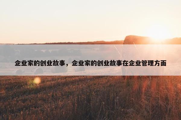 企业家的创业故事，企业家的创业故事在企业管理方面