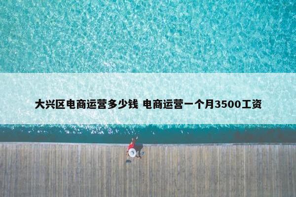 大兴区电商运营多少钱 电商运营一个月3500工资