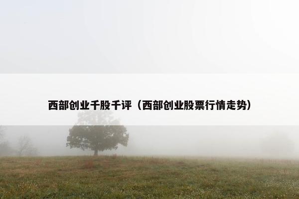 西部创业千股千评（西部创业股票行情走势）