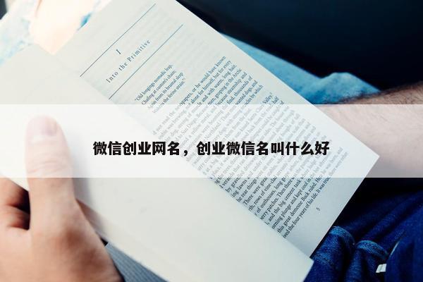 微信创业网名，创业微信名叫什么好