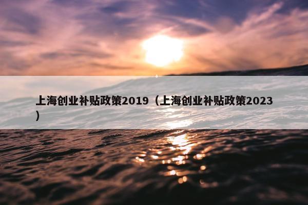 上海创业补贴政策2019（上海创业补贴政策2023）