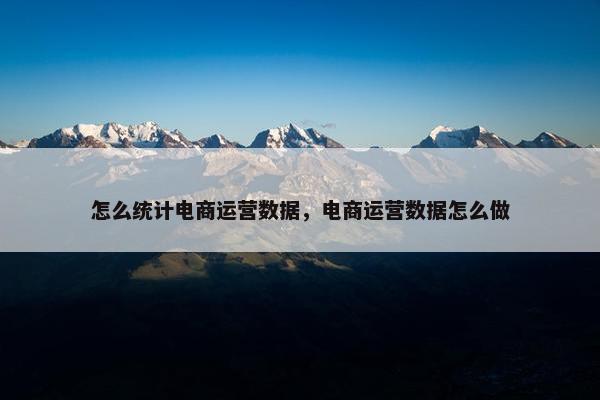 怎么统计电商运营数据，电商运营数据怎么做