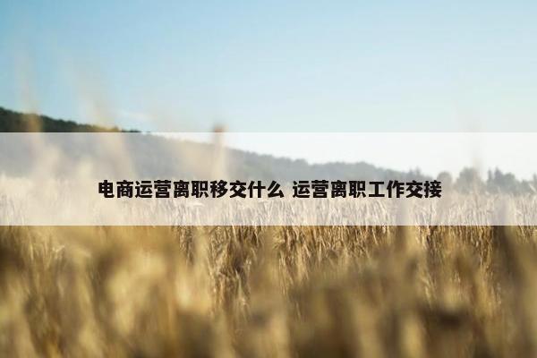 电商运营离职移交什么 运营离职工作交接