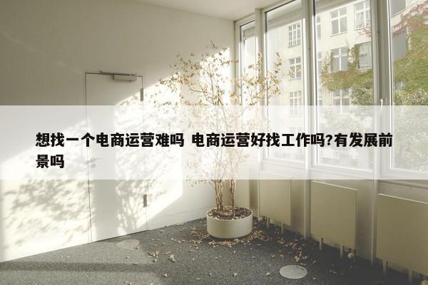 想找一个电商运营难吗 电商运营好找工作吗?有发展前景吗