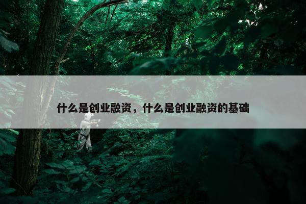 什么是创业融资，什么是创业融资的基础