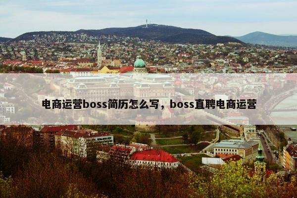 电商运营boss简历怎么写，boss直聘电商运营