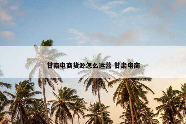 甘南电商货源怎么运营 甘肃电商