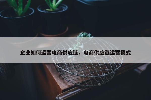 企业如何运营电商供应链，电商供应链运营模式