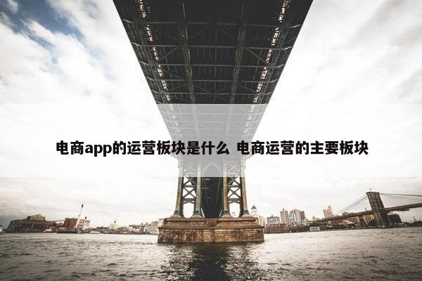 电商app的运营板块是什么 电商运营的主要板块