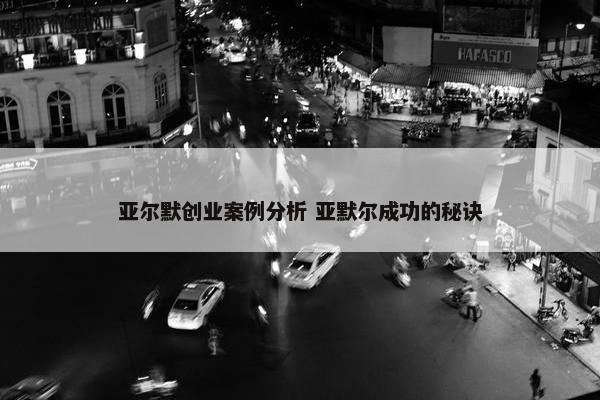 亚尔默创业案例分析 亚默尔成功的秘诀