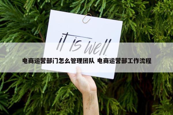 电商运营部门怎么管理团队 电商运营部工作流程