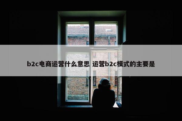 b2c电商运营什么意思 运营b2c模式的主要是