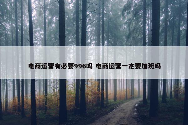 电商运营有必要996吗 电商运营一定要加班吗