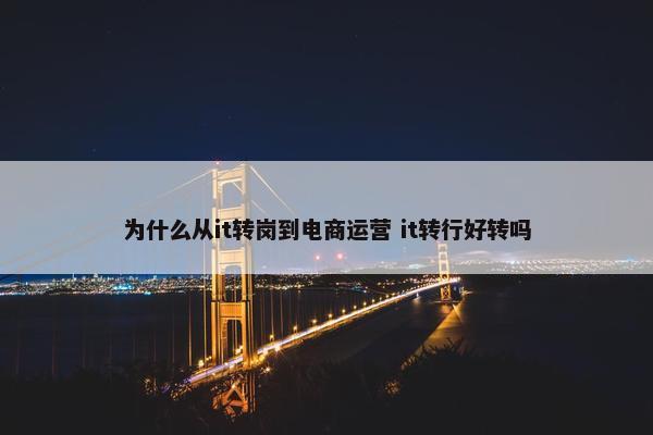 为什么从it转岗到电商运营 it转行好转吗