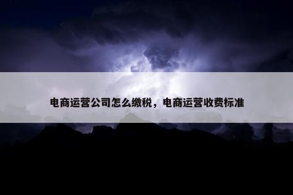 电商运营公司怎么缴税，电商运营收费标准