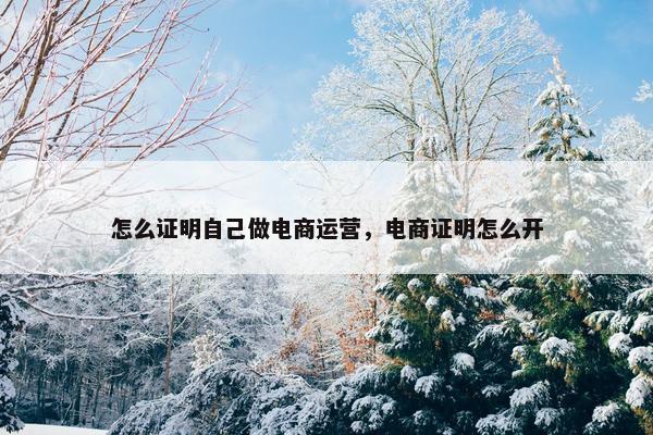 怎么证明自己做电商运营，电商证明怎么开