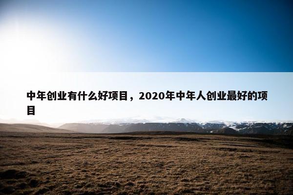 中年创业有什么好项目，2020年中年人创业最好的项目