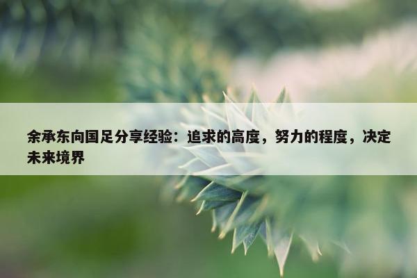 余承东向国足分享经验：追求的高度，努力的程度，决定未来境界