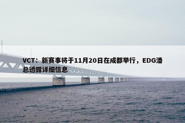 VCT：新赛事将于11月20日在成都举行，EDG潘总透露详细信息