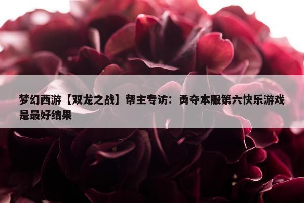 梦幻西游【双龙之战】帮主专访：勇夺本服第六快乐游戏是最好结果