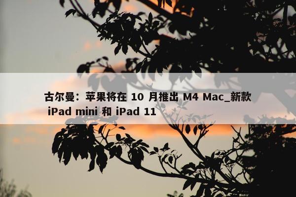 古尔曼：苹果将在 10 月推出 M4 Mac_新款 iPad mini 和 iPad 11