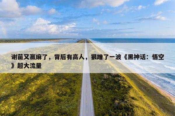 谢苗又赢麻了，背后有高人，狠蹭了一波《黑神话：悟空》超大流量