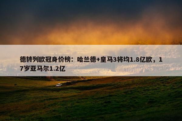 德转列欧冠身价榜：哈兰德+皇马3将均1.8亿欧，17岁亚马尔1.2亿