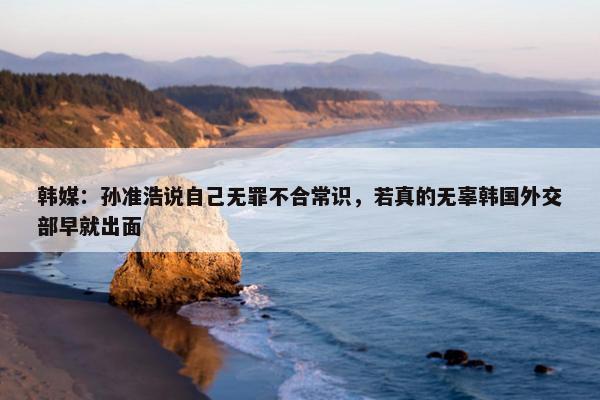 韩媒：孙准浩说自己无罪不合常识，若真的无辜韩国外交部早就出面