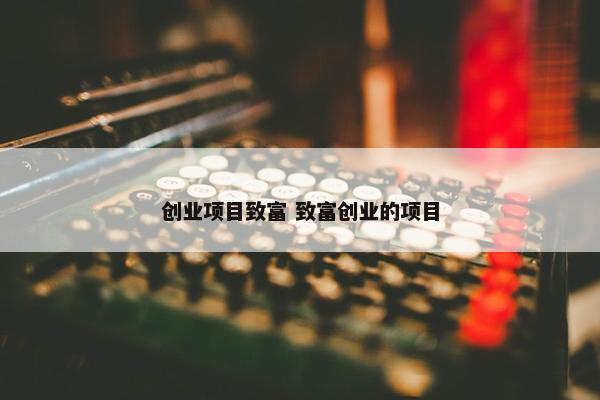 创业项目致富 致富创业的项目