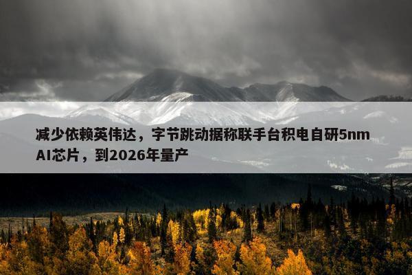 减少依赖英伟达，字节跳动据称联手台积电自研5nm AI芯片，到2026年量产