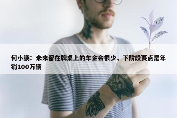 何小鹏：未来留在牌桌上的车企会很少，下阶段赛点是年销100万辆